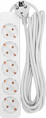 PROconnect 13-4213 Удлинитель 5 гнезд, 5м, 3х0,75мм², с/з, белый PROconnect