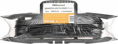 PROconnect 13-4913 Удлинитель-шнур на рамке ПВС 3х0,75мм², 10м, с/з, 6А, 1300Вт, IP20, черный PROconnect