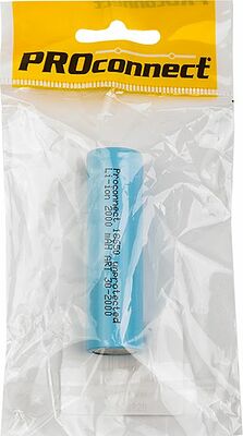 PROconnect 30-2000-01 Аккумулятор Li-ion 18650, 3,7В, 2000мАч, без платы защиты, плоский контакт, 1 шт, бопп пакет PROconnect