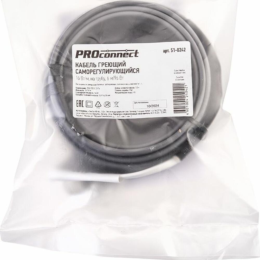PROconnect 51-0242 Кабель греющий саморегулирующийся модель SRL 16Вт/м, на трубу, 6м/96Вт PROconnect