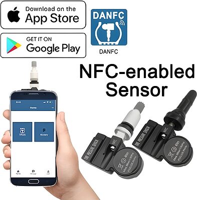 Датчик давления в шине QQr NFC TPMS Sensor 315/433 MHz Silver Metal Valve 126268