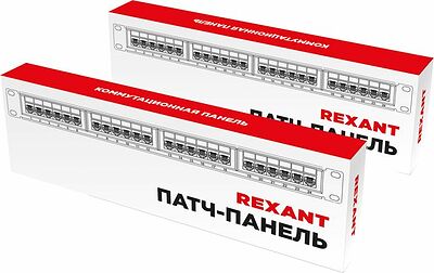 REXANT 02-0032 Панель коммутационная с кабельными органайзерами 19 quot;, 2U, 48 портов, UTP, RJ-45, CAT 5e REXANT PRO