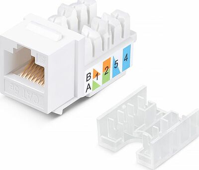 REXANT 02-0064 Модуль Keystone Jack RJ-45(8P8C), UTP неэкранированный, CAT 5e, тип 90 градусов, белый REXANT PRO