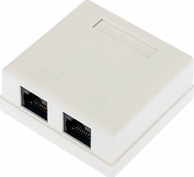 REXANT 03-0136 Розетка компьютерная внешняя, 2-порта RJ-45 (8P8C), UTP CAT 6 REXANT