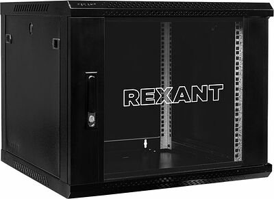 REXANT 04-0966-112 Настенный шкаф 19 quot; 9U 600×600×501 (ШxГxВ), дверь стекло, металлическая задняя стенка, боковые съемные стенки, RAL 9005 REXANT