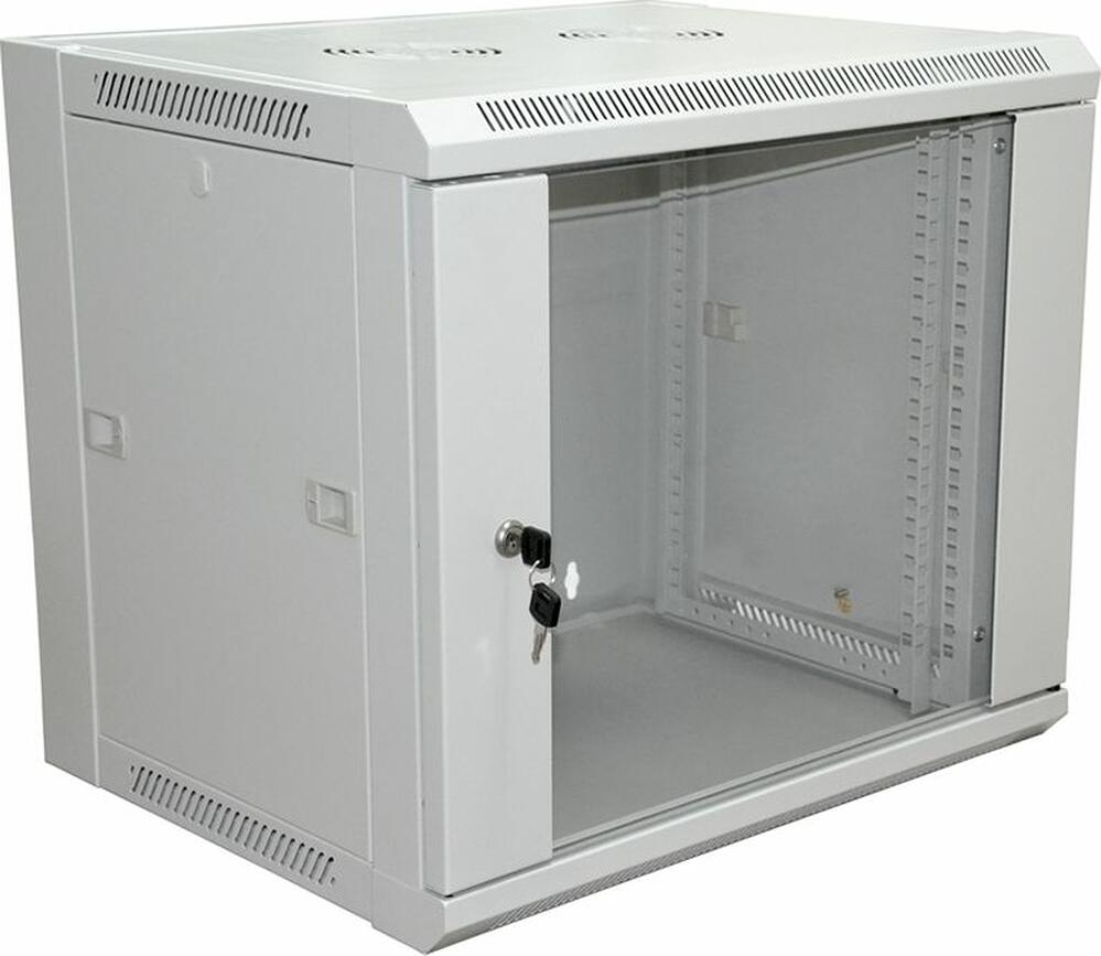 REXANT 04-2221 Шкаф настенный 19 quot; 9U 600×600×500мм (ШxГxВ) - передняя дверь стекло, боковые стенки съемные (разобранный) RAL 7035 REXANT PRO