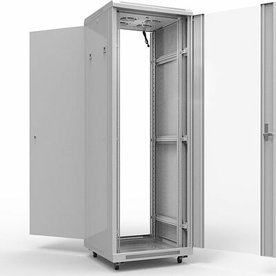 REXANT 04-2315 Шкаф напольный 19 quot; 22U 600х1000мм, передняя дверь стекло, задняя дверь металл, RAL 7035 REXANT
