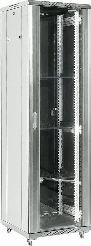 REXANT 04-3266-211 Напольный шкаф 19 quot; 32U 600×600×1609 (ШxГxВ), дверь стекло, металлическая задняя дверь, боковые съемные стенки, RAL 7035 REXANT