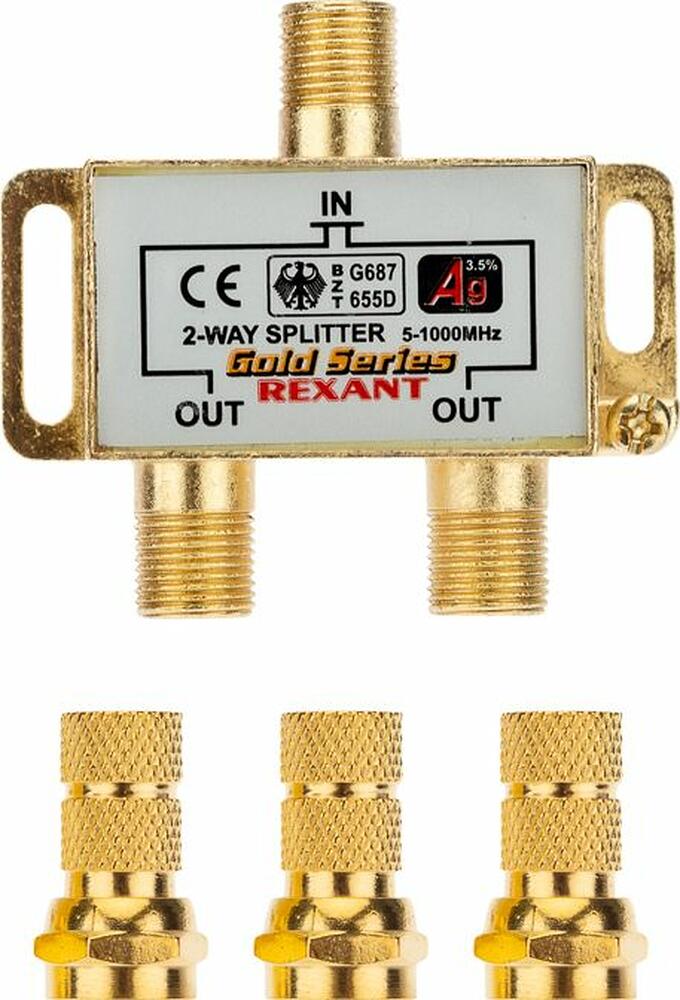 REXANT 05-6101-1 Делитель ТВх2 под F-разъем, 5-1000МГц, Gold (3 F-разъема в комплекте) REXANT