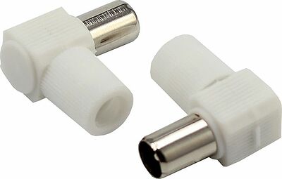 REXANT 06-0014-A Разъем антенный, штекер TV угловой, RG-6, белый, 1 шт, REXANT