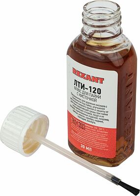 REXANT 09-3626-1 Флюс для пайки, ЛТИ-120, 30мл, с кисточкой, флакон, блистер REXANT 
