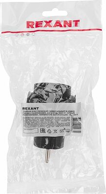 REXANT 11-1083 Тройник электрический универсальный 16А одно гнездо с/з черный REXANT