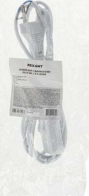 REXANT 11-1133 Шнур сетевой с выключателем 2х0,75 мм² 1,8м белый REXANT