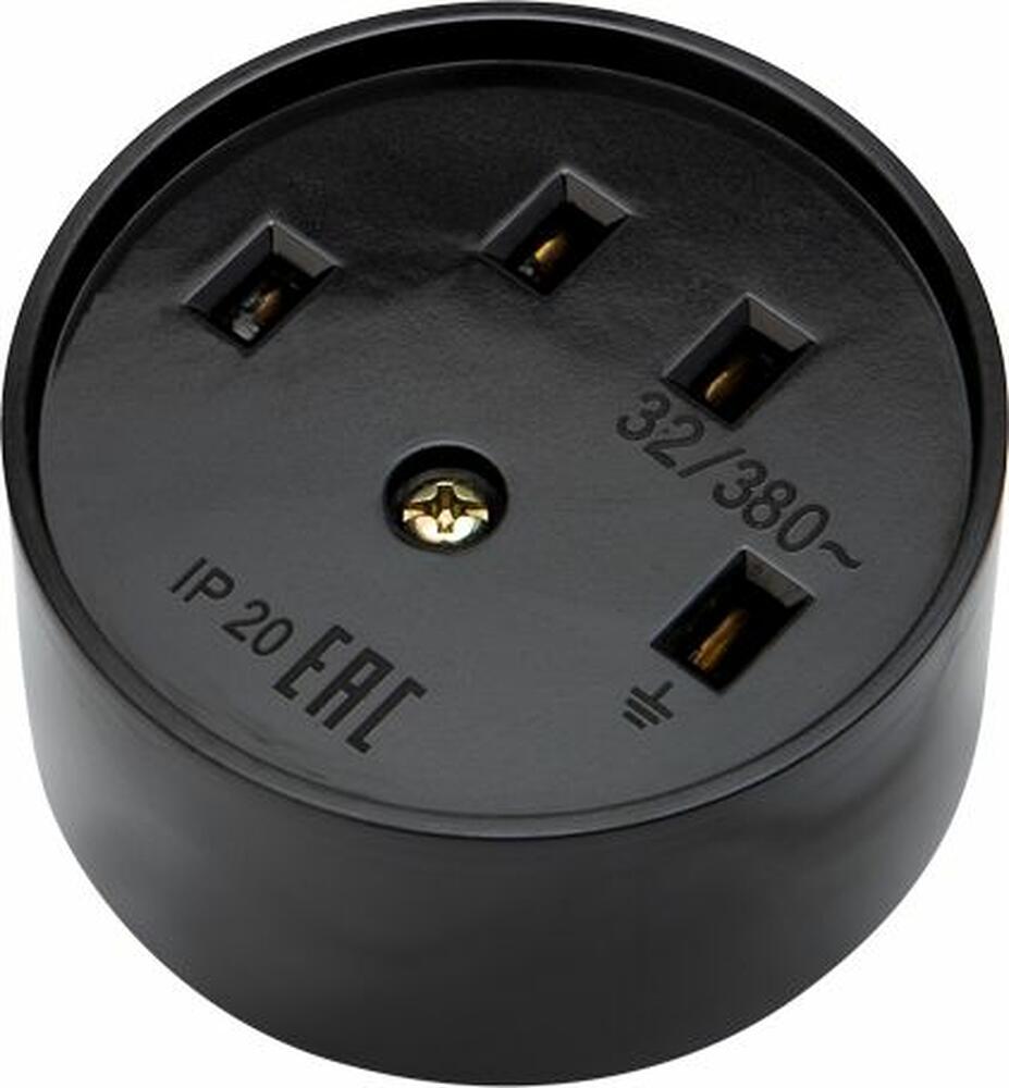 REXANT 11-8525 Розетка РШ для электрической плиты 32А, 380В, 3Р+РЕ (ОУ) черная REXANT