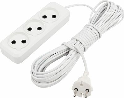 REXANT 11-8732 Удлинитель 3 гнезда, 10м, 2х0,75мм², б/з, белый REXANT