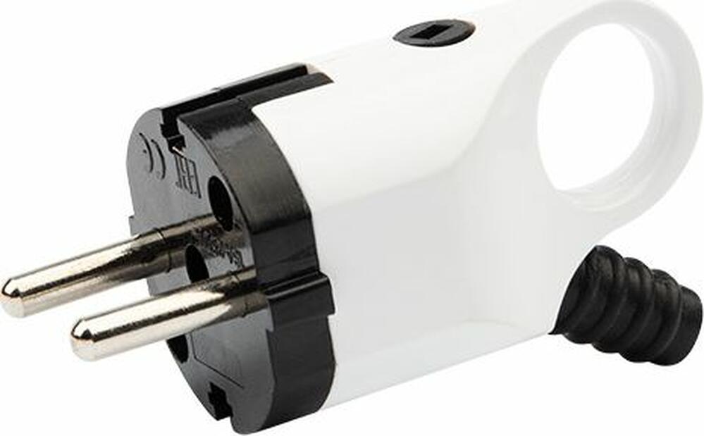 REXANT 11-8952 Вилка Евро угловая с з/к 16А с кольцом бело-черная REXANT