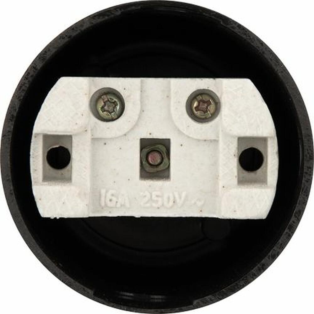 REXANT 11-8980 Розетка штепсельная карболитовая открытой установки б/з 16А, черная REXANT
