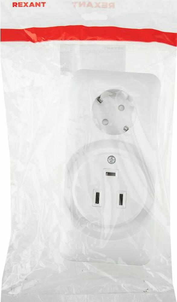 REXANT 11-8982 Розетка РШ/Евро двойная для электрической плиты 32А/16A, 250В, 2Р+РЕ (ОУ) белая REXANT