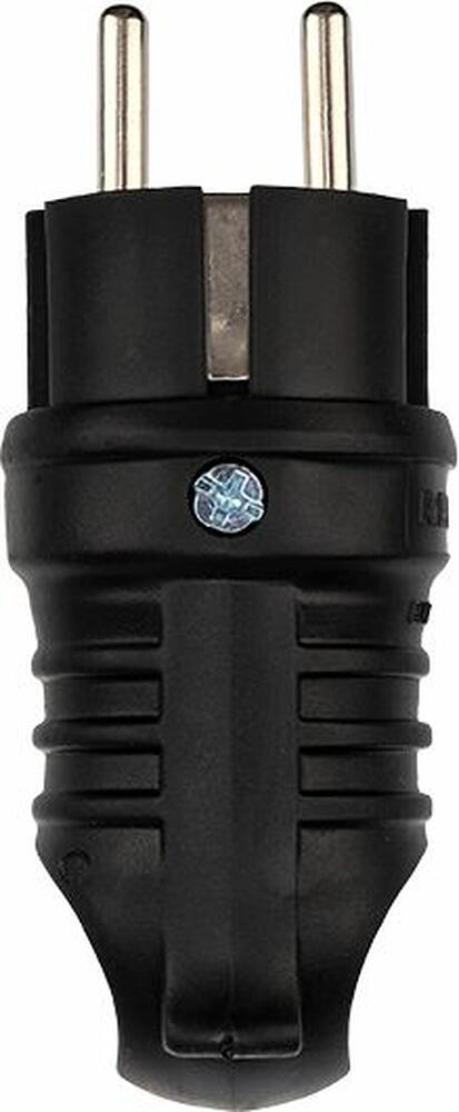 REXANT 111-002 Вилка влагозащищенная угловая с кольцом, с/з, 16А, IP44 каучук, черная REXANT