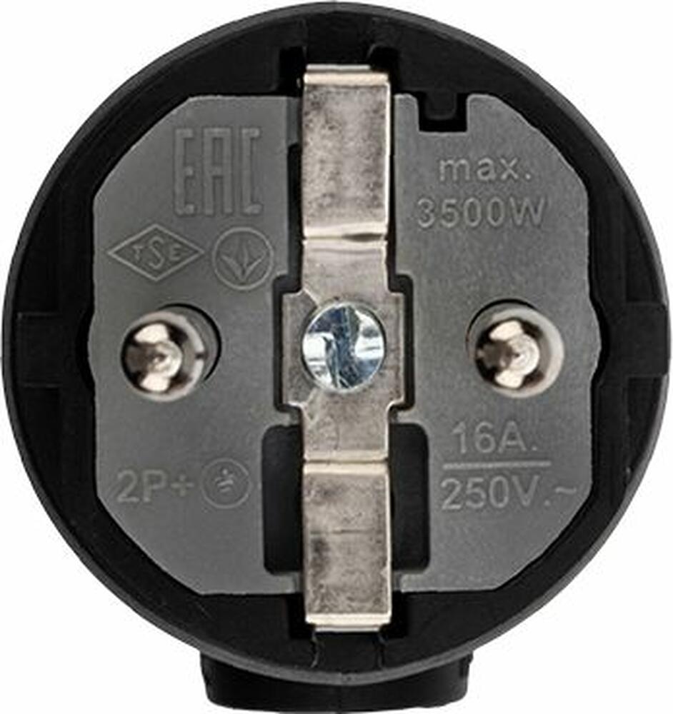 REXANT 111-003 Вилка влагозащищенная угловая, с/з, 16А, IP44 каучук, черная REXANT