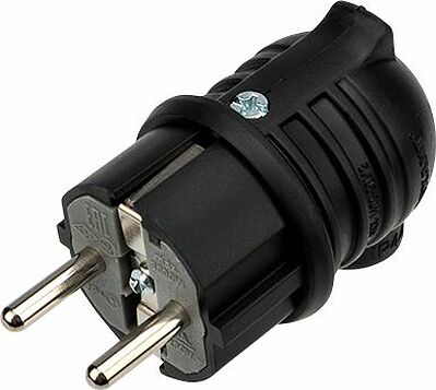 REXANT 111-003 Вилка влагозащищенная угловая, с/з, 16А, IP44 каучук, черная REXANT