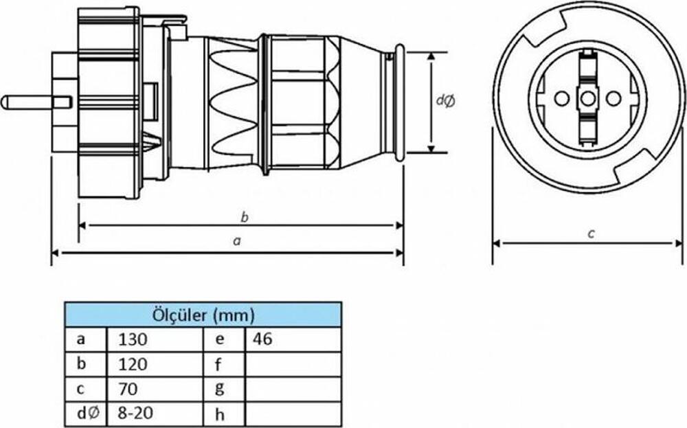REXANT 111-013 Вилка влагозащищенная прямая 2P+РE, 16А, IP68, серая REXANT