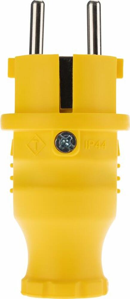 REXANT 111-014 Вилка влагозащищенная прямая, c/з, 16А, IP44, каучук, желтая REXANT