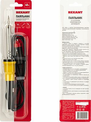 REXANT 12-0184 Паяльник со штекером прикуривателя, 12В, 40Вт, блистер REXANT