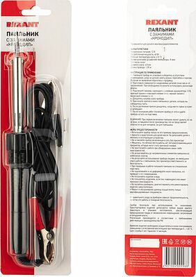 REXANT 12-0189 Паяльник с зажимами КРОКОДИЛ, 40Вт, 12В, блистер REXANT