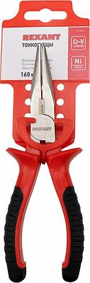 REXANT 12-4617 Тонкогубцы 160мм никелированные, двухкомпонентные рукоятки REXANT 