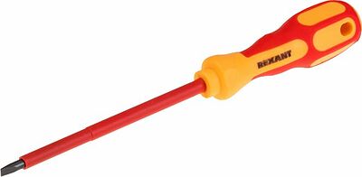 REXANT 12-4712 Отвертка шлицевая диэлектрическая SL4х100мм, до 1000В, двухкомпонентная рукоятка REXANT