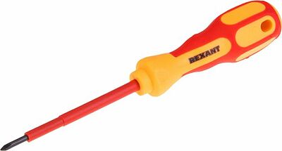 REXANT 12-4715 Отвертка крестовая диэлектрическая PH0х75мм, до 1000В, двухкомпонентная рукоятка REXANT