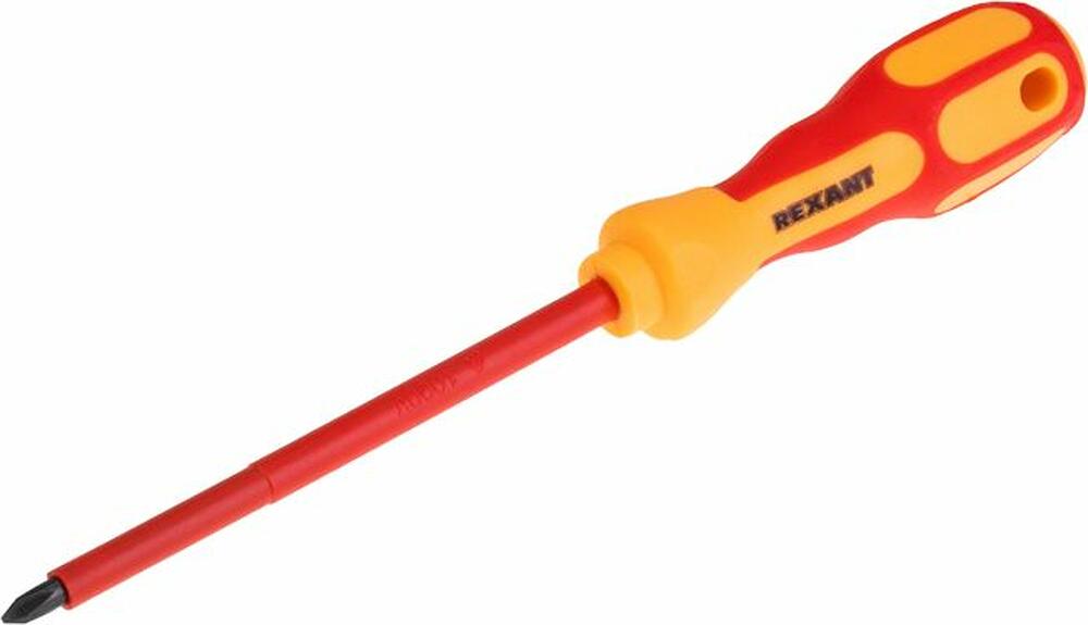 REXANT 12-4716 Отвертка крестовая диэлектрическая PH0х100мм, до 1000В, двухкомпонентная рукоятка REXANT