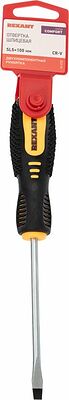 REXANT 12-4722 Отвертка шлицевая SL5х100мм, двухкомпонентная рукоятка REXANT