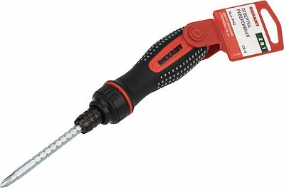 REXANT 12-4745 Отвертка реверсивная комбинированная, трехкомпонентная рукоятка, двухсторонний стержень 120мм (крестовая PH2, шлицевая SL6) REXANT