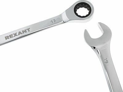 REXANT 12-4841-1 Набор ключей комбинированных трещоточных (8, 10, 13, 17, 19мм), 5 шт, CrV, зеркальное хромирование REXANT 