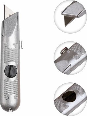REXANT 12-4908 Нож с трапециевидным выдвижным лезвием, винтовой фиксатор лезвия REXANT