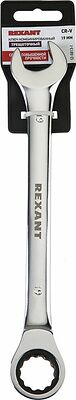 REXANT 12-5813-1 Ключ комбинированный трещоточный 19мм, CrV, зеркальный хром REXANT 