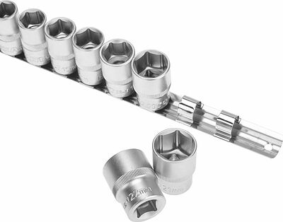 REXANT 12-8306 Набор торцевых головок 1/2, шестигранные, CrV, 10 шт., 10-22мм REXANT