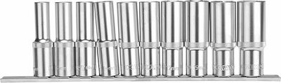 REXANT 12-8308 Набор удлиненных торцевых головок 1/2, шестигранные, CrV, 10 шт., 10-22мм REXANT