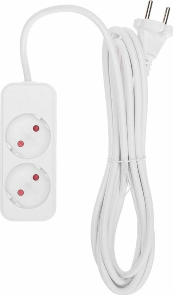 REXANT 13-4001 Удлинитель STANDARD 2 гнезда, 3м, 2х1,0мм², б/з, белый REXANT