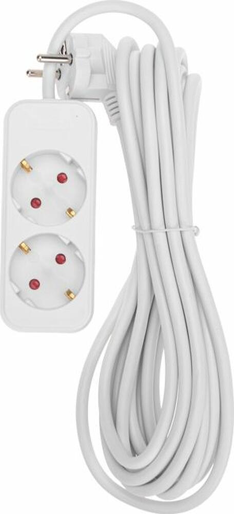 REXANT 13-4005 Удлинитель STANDARD 2 гнезда, 5м, 3х1,0мм², с/з, белый REXANT