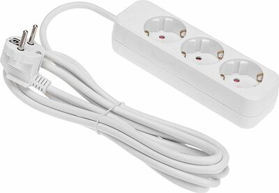 REXANT 13-4010 Удлинитель STANDARD 3 гнезда, 3м, 3х1,0мм², с/з, белый REXANT