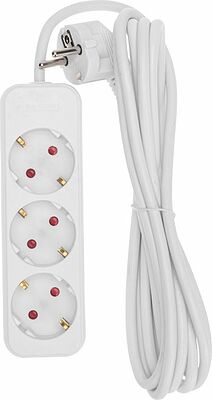 REXANT 13-4010 Удлинитель STANDARD 3 гнезда, 3м, 3х1,0мм², с/з, белый REXANT
