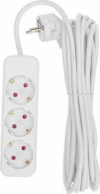 REXANT 13-4011 Удлинитель STANDARD 3 гнезда, 5м, 3х1,0мм², с/з, белый REXANT