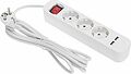 REXANT 13-4016 Удлинитель STANDARD 3 гнезда, 3м, 3х1,0мм², с/з, с выключателем, 2 USB, белый REXANT