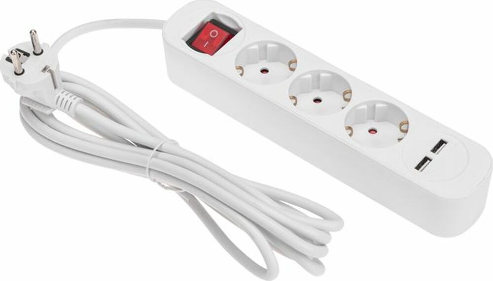 REXANT 13-4016 Удлинитель STANDARD 3 гнезда, 3м, 3х1,0мм², с/з, с выключателем, 2 USB, белый REXANT