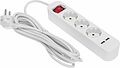 REXANT 13-4017 Удлинитель STANDARD 3 гнезда, 5м, 3х1,0мм², с/з, с выключателем, 2 USB, белый REXANT