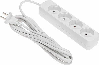 REXANT 13-4025 Удлинитель STANDARD 4 гнезда, 5м, 2х1,0мм², б/з, белый REXANT