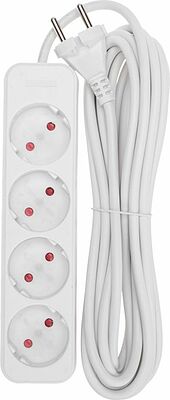 REXANT 13-4025 Удлинитель STANDARD 4 гнезда, 5м, 2х1,0мм², б/з, белый REXANT